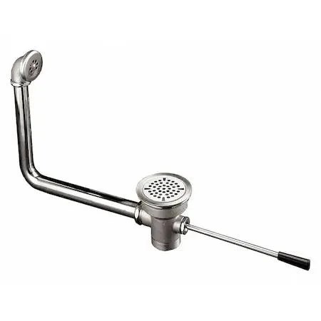 Rectangular flat strainer drain in silver nickel-plated brass with lever handle
