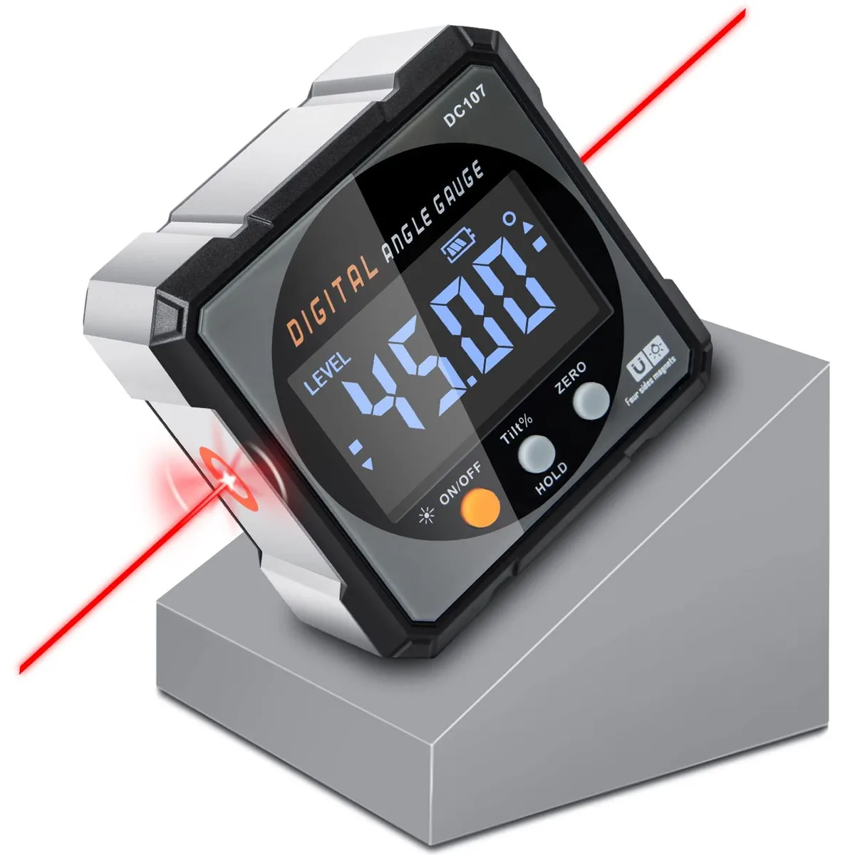 COROLLATA Digital Angle Finder Laser Magnetic 4-side ±0.2° IP67 — product photo