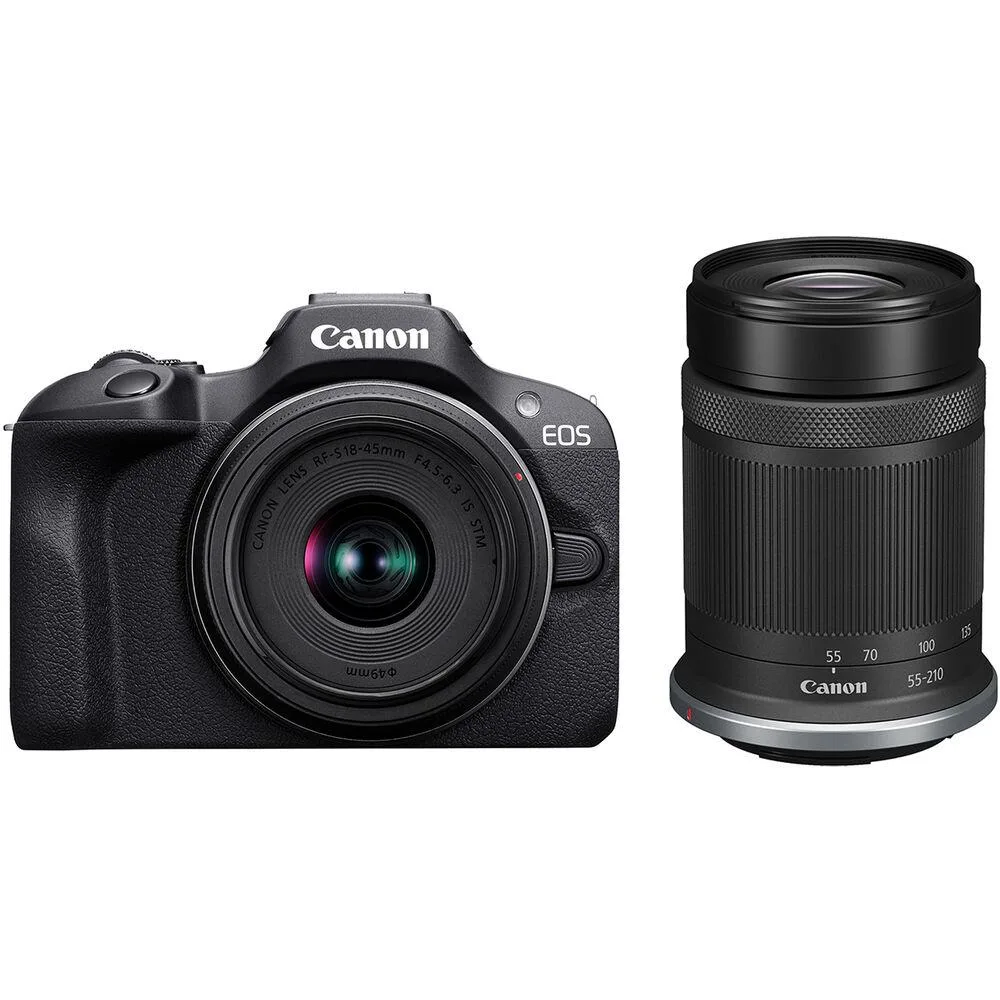 Canon International Canon EOS R100 24.2MP APS-C Mirrorless Camera 18-45mm 55-210mm Kit — product photo