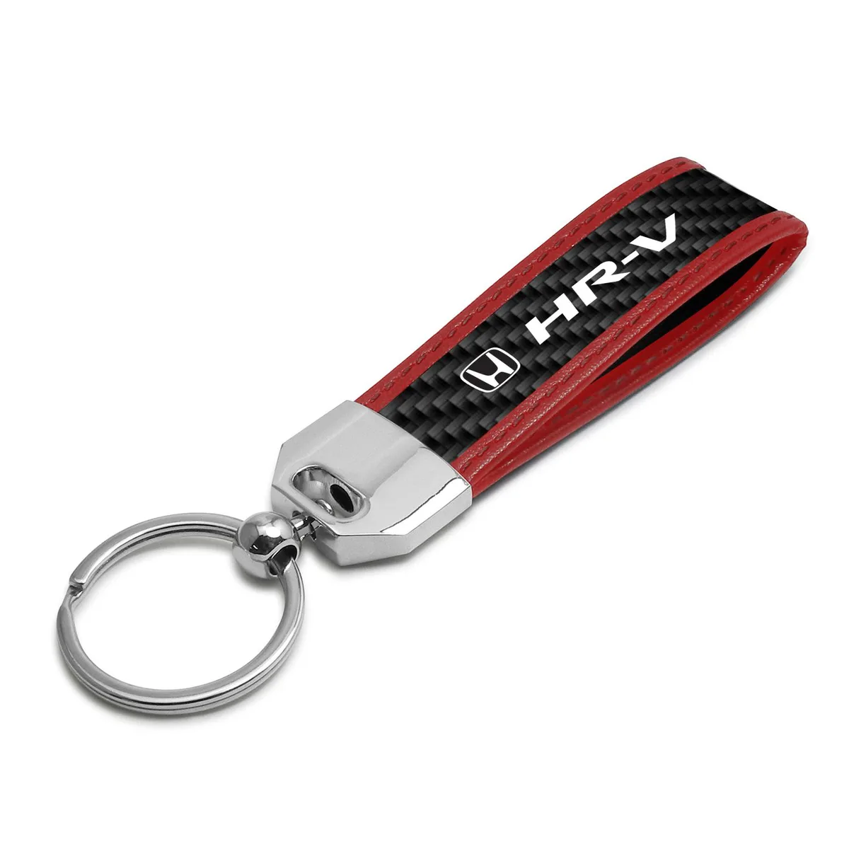 iPick Image, LLC iPick Image, LLC Honda HR-V Real Carbon Fiber Strap Red Leather Stitching Key Chain — product photo