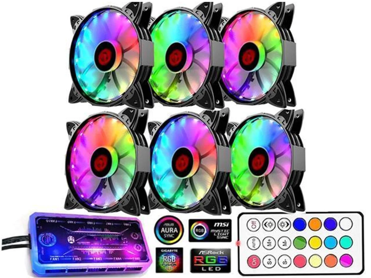 GPERHUAN GPERHUAN 120mm ARGB Case Fan 6 Pack with Controller — product photo