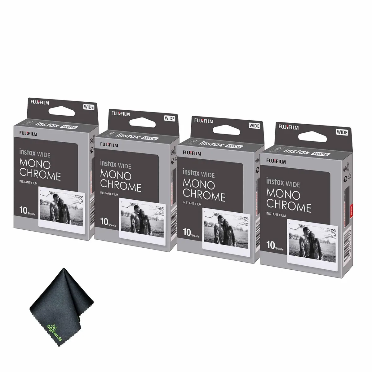 FUJIFILM FUJIFILM INSTAX Wide Monochrome Film 4×10 + Cloth — product photo