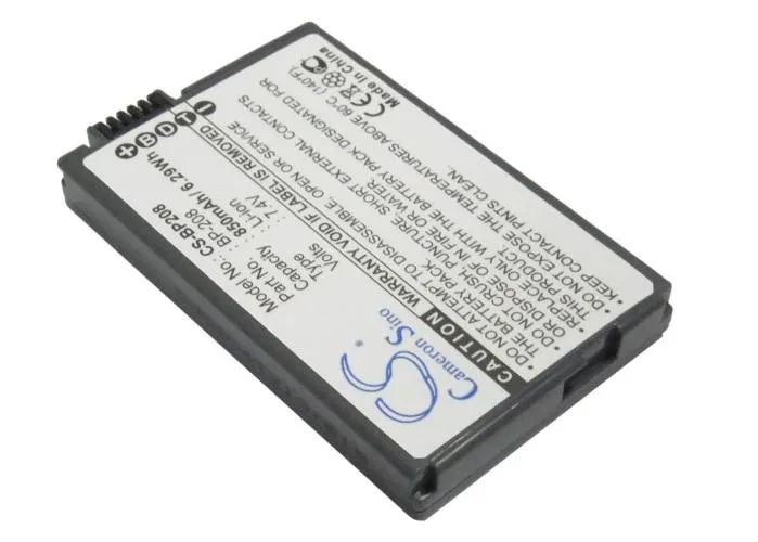 Rectangular camcorder battery pack with textured dark casing and gold contacts