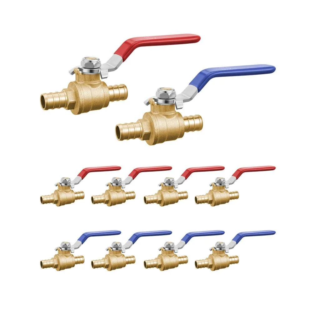 VEVOR VEVOR PEX Ball Valve 10-Pack 1/2 in Red Blue Brass — product photo