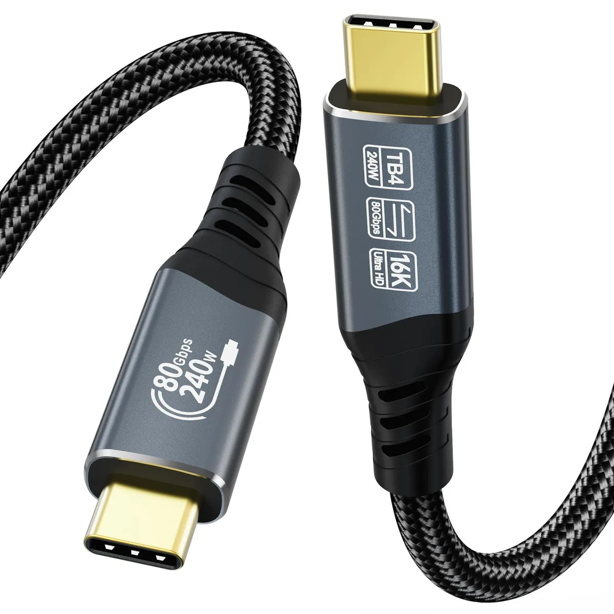 Braided USB-C cable 6.6 feet long with male connectors both ends