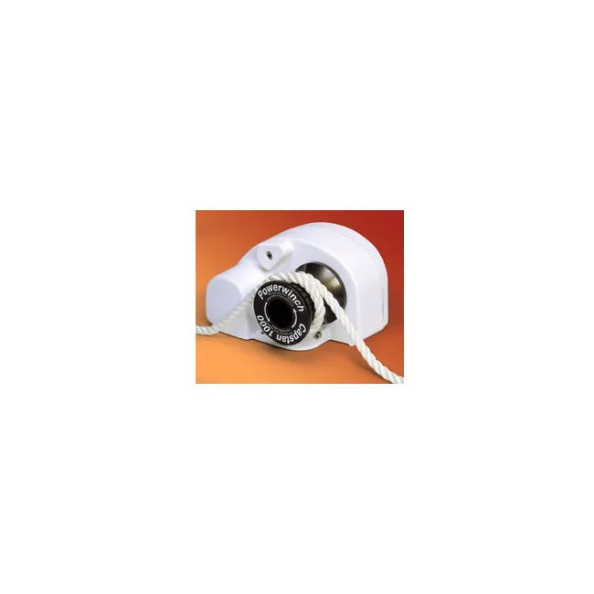 White cylindrical marine capstan winch with foot switch control, model 1000
