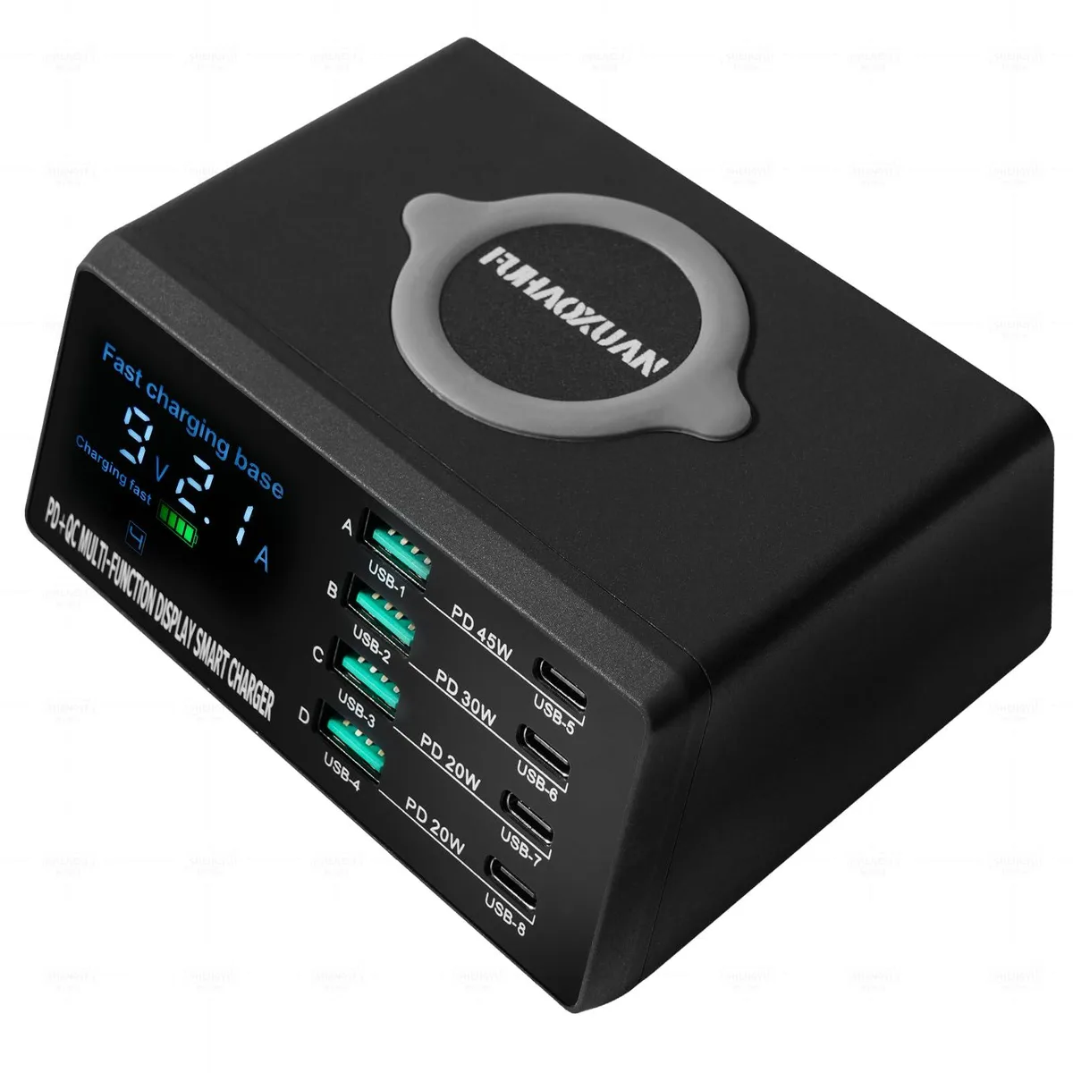 KEHIPI KEHIPI WLX-X9D 110W 8-Port USB Charger with Wireless Pad and LED Display — product photo