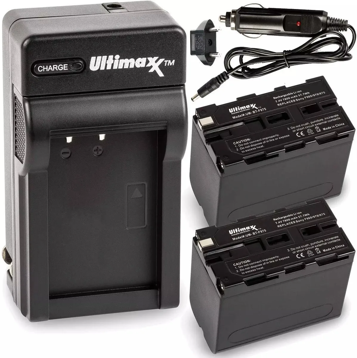 Ultimaxx Ultimaxx Travel Charger + 2× NP-F975 7800mAh Battery Kit — product photo