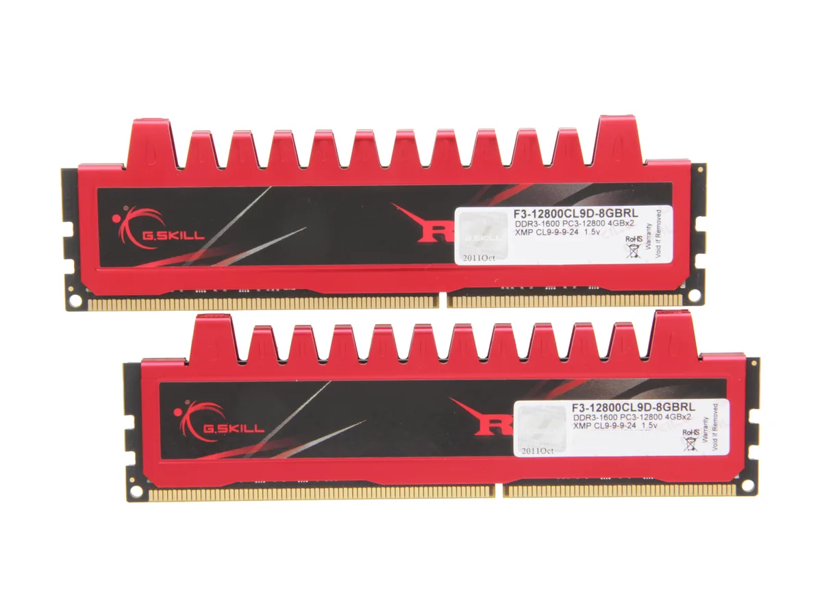 G.SKILL G.SKILL F3-12800CL9D-8GBRL 8GB (2 x 4GB) DDR3 1600 desktop RAM — product photo
