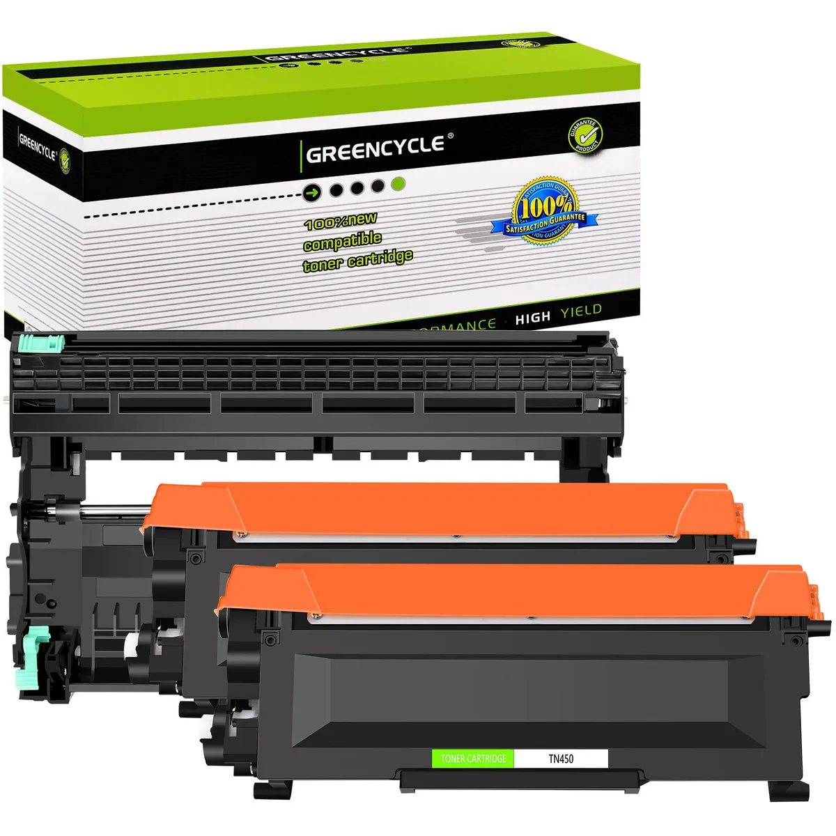 GREENCYCLE GREENCYCLE TN450 Toner Cartridge &amp; DR420 Drum Unit Set (2 Toner, 1 Drum) — product photo