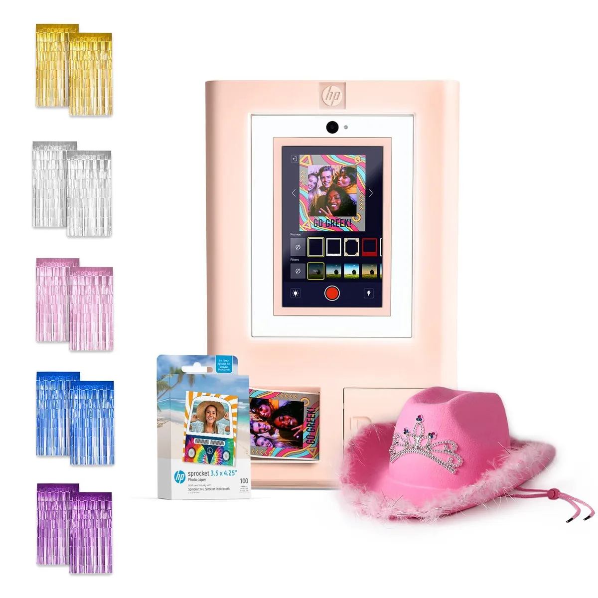 HP HP Sprocket Photo Booth Printer Pink + 100 Zink Sheets + Accessories — product photo