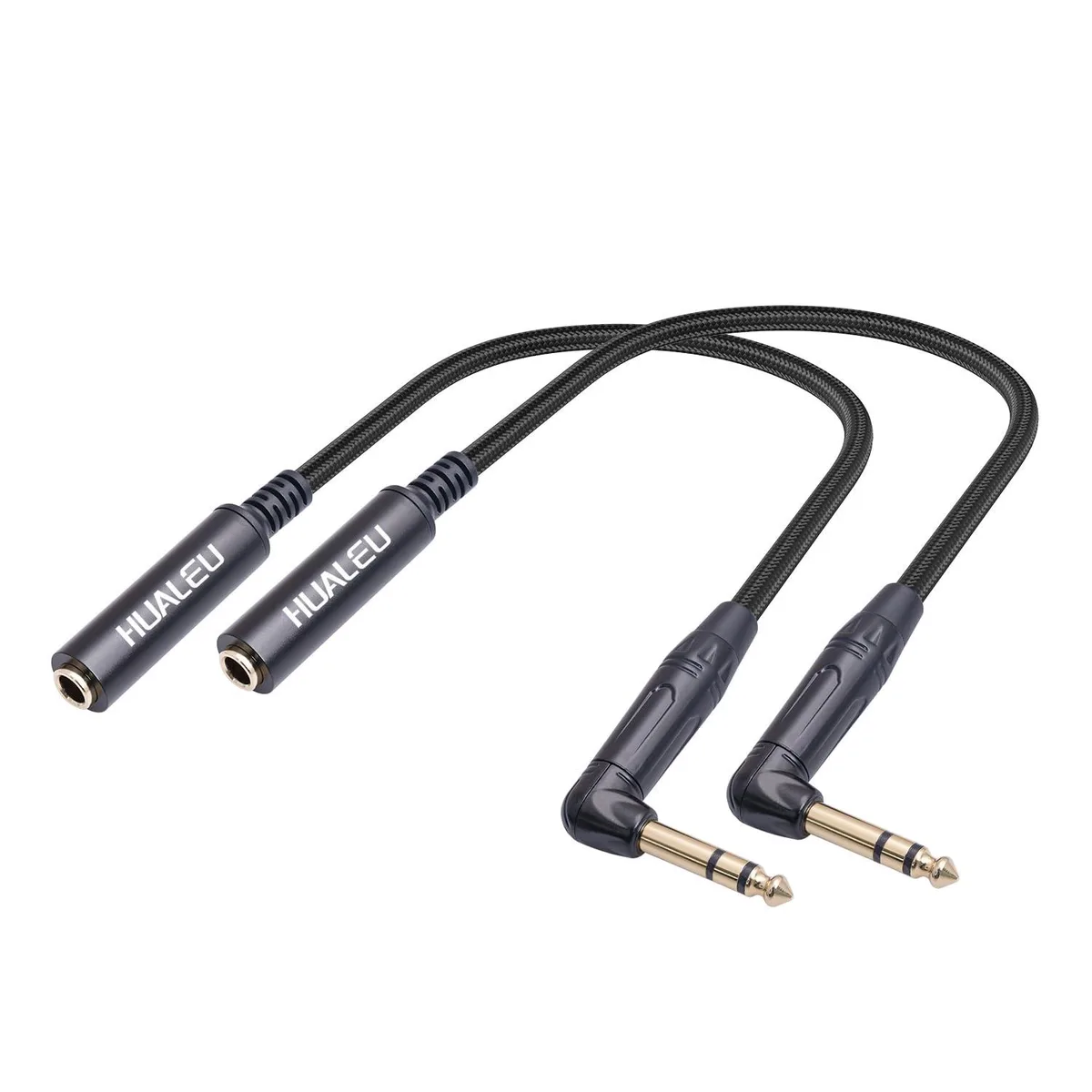 BFKK BFKK 2Pack 1FT Right Angle 6.35mm TRS Male-Female Audio Adapter — product photo
