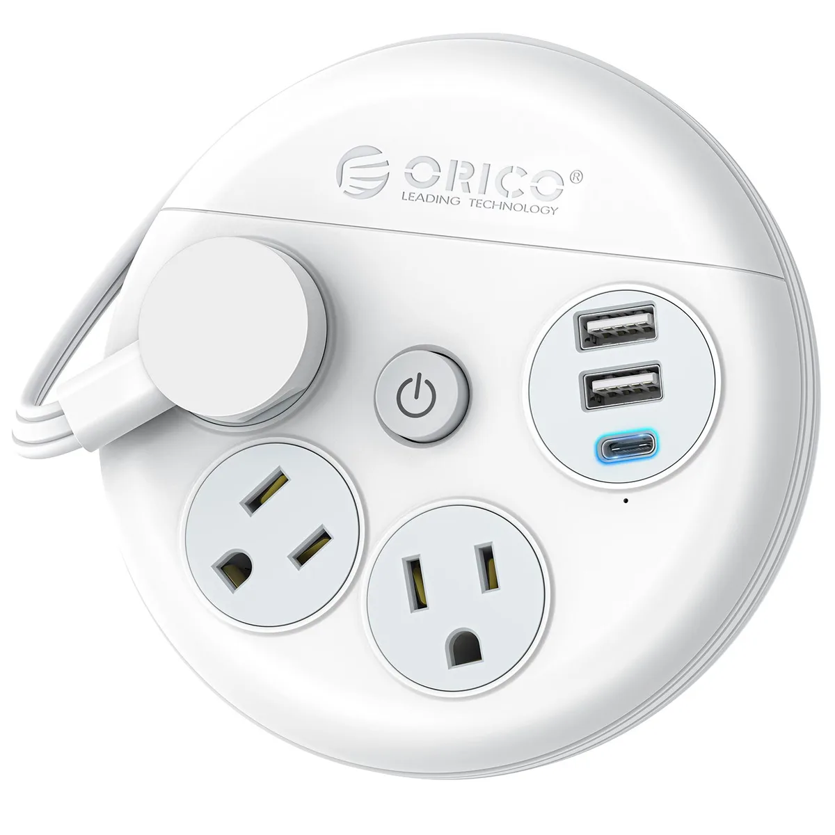 Orico Orico Travel Power Strip 3 Outlets 2 USB-A 1 USB-C 4 ft White — product photo
