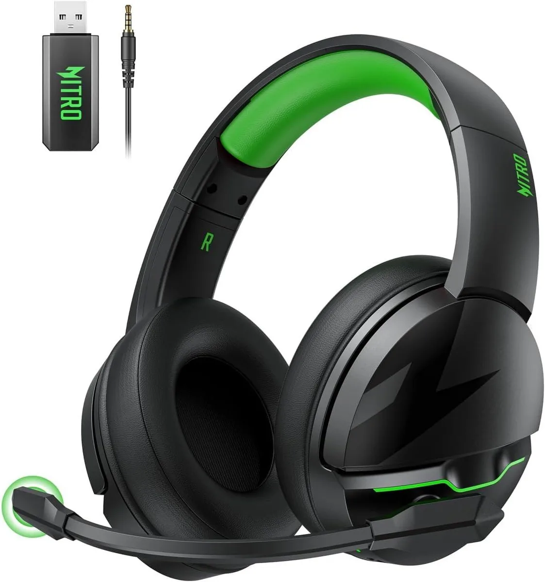  Acesori K2 Wireless Gaming Headset Green 50mm 100H Bluetooth 5.3 2.4GHz — product photo
