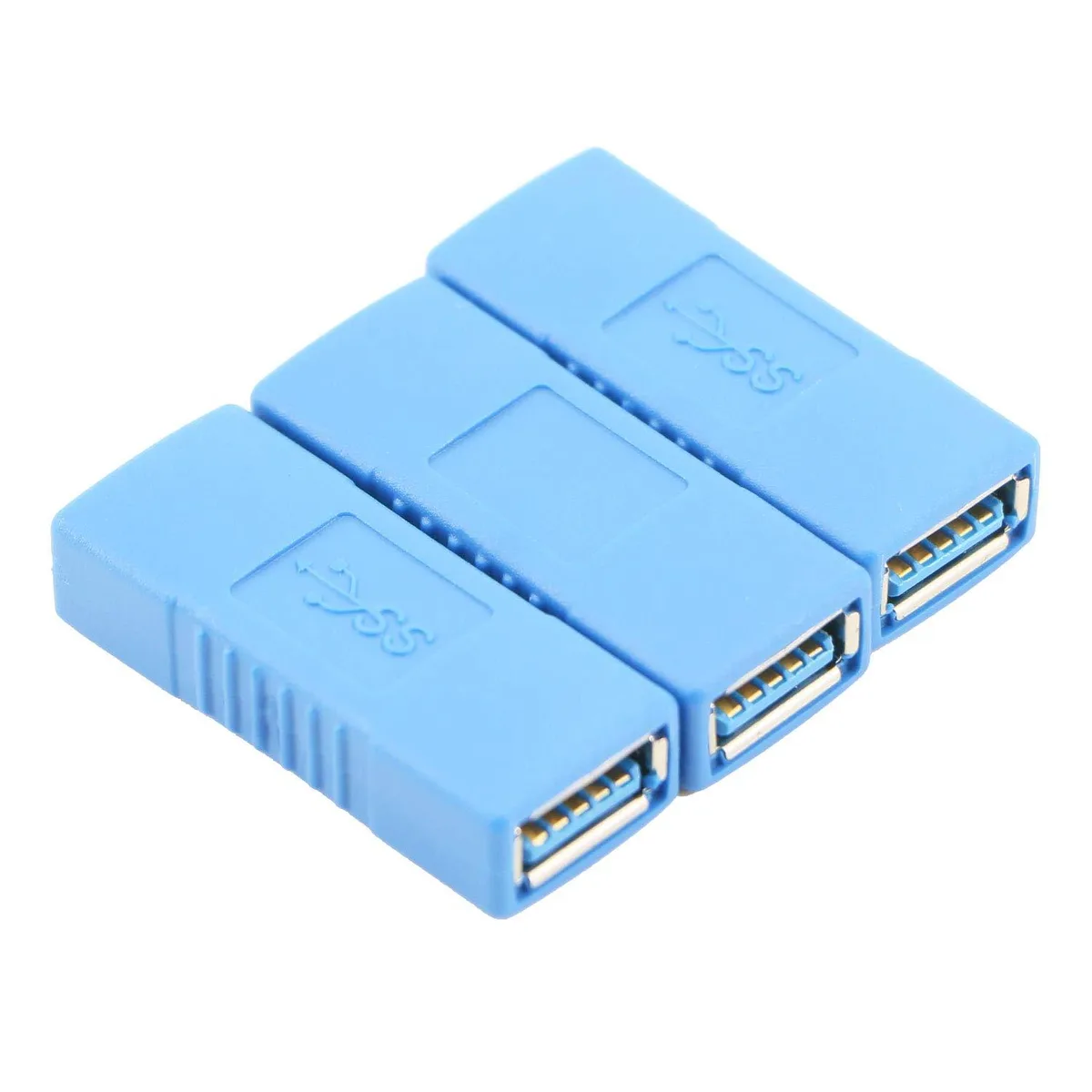 BUCIER BUCIER USB 3.0 Type A Female to Female Adapter, Blue, Pack of 3 — product photo