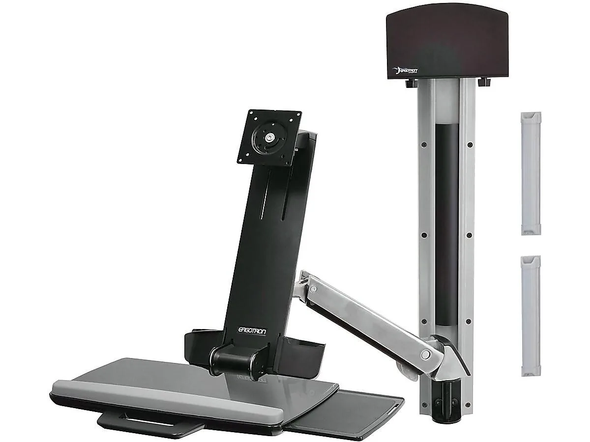 Ergotron Ergotron 45-273-026 StyleView Sit-Stand Combo System with Small CPU Holder Polished Aluminum monitor accessory — product photo