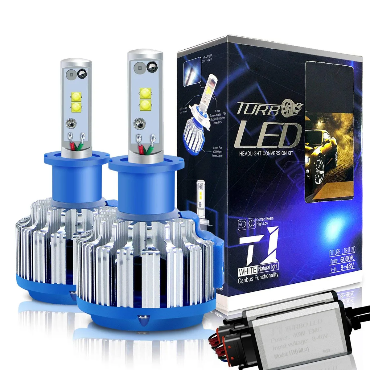 LUOM LUOM H4/HB2/9003 LED Headlight Bulbs 70W 6000K 7200LM Set of 2 — product photo