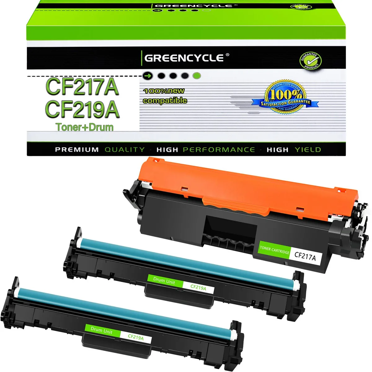 GREENCYCLE GREENCYCLE 17A CF217A toner &amp; 2× 19A CF219A drum unit — product photo