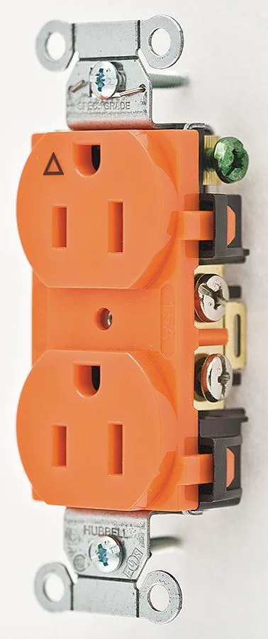 Hubbell Incorporated Hubbell Incorporated IG15CR 15 A 125 V Duplex Receptacle Orange — product photo