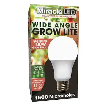 Frosted A19 LED grow bulb with transparent base