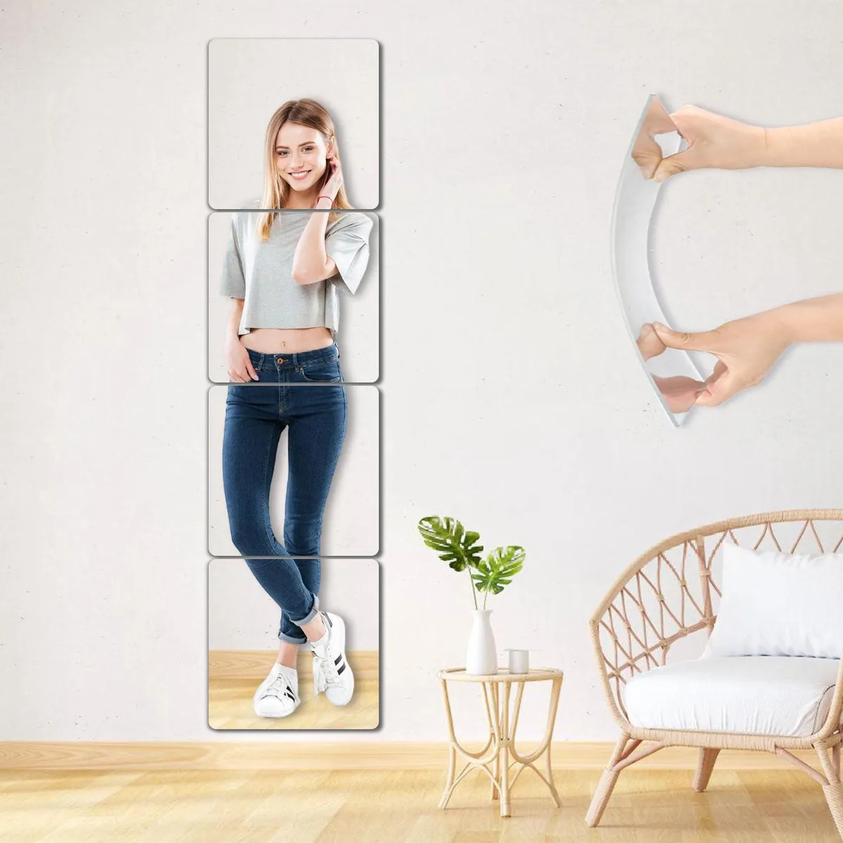 NKJVE Shatterproof Mirror 4 pcs 10.05x10.05 in — product photo