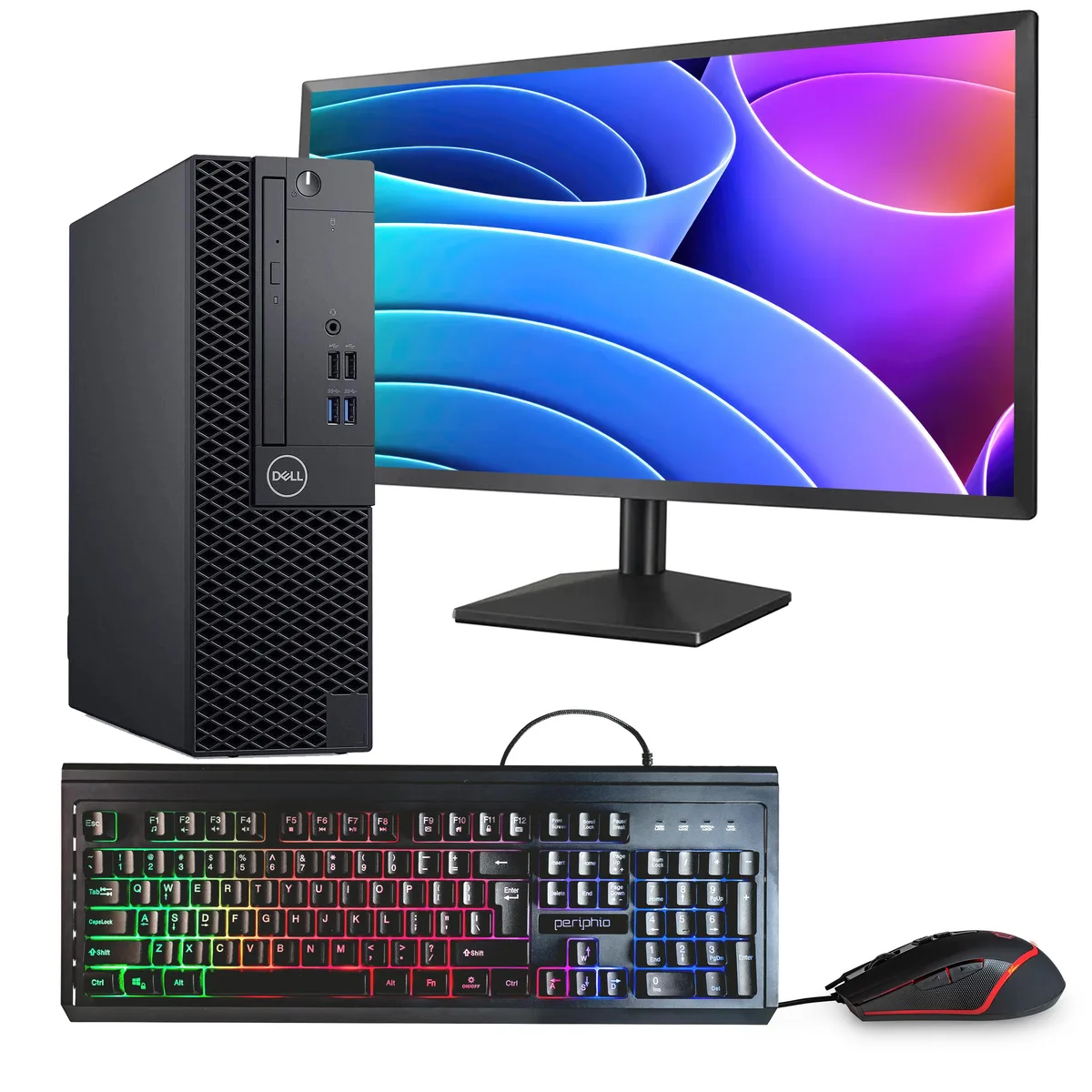 DELL Dell OptiPlex 3070 desktop PC i5-9500 16GB DDR3 500GB SSD Windows 11 Pro 24" monitor WiFi Bluetooth — product photo