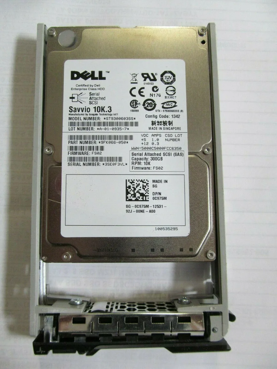 DELL DELL 300GB SAS 10K 2.5" internal hard drive ST9300603SS C975M with caddy — product photo