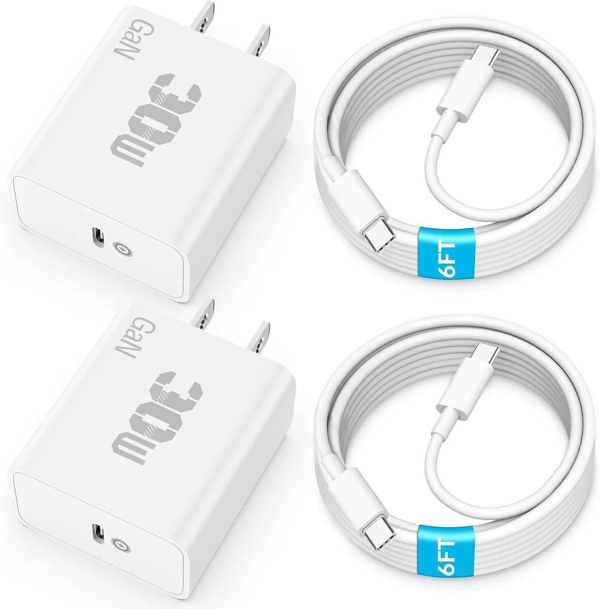 ONITOON ONITOON 30W USB-C Charger 2-Pack with 6ft Cable — product photo