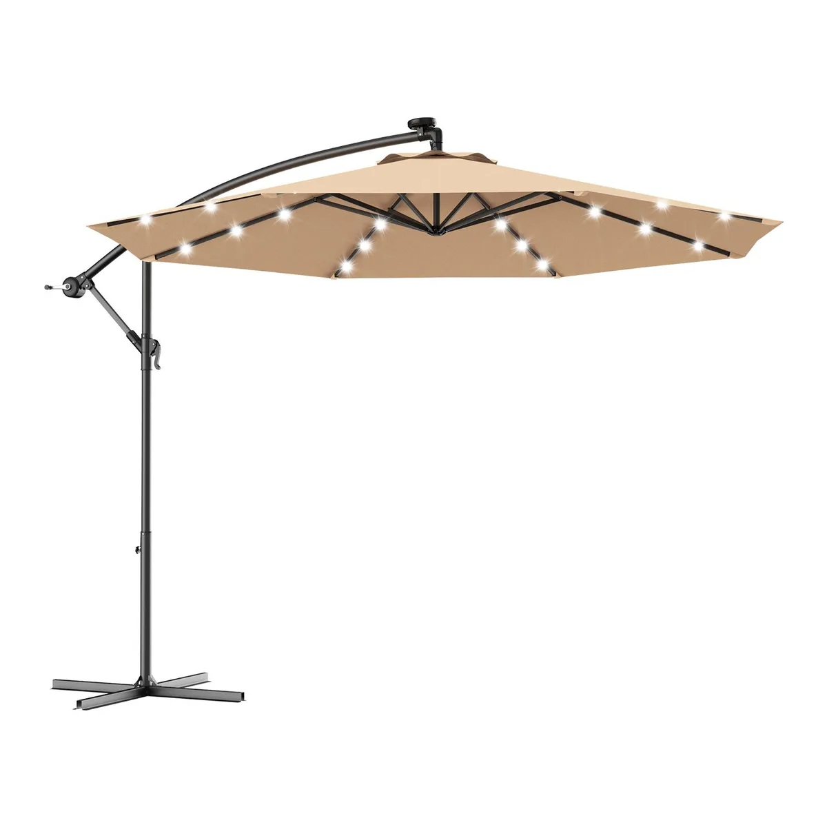 SlickBlue SlickBlue 10 ft Patio Hanging Solar LED Umbrella Beige — product photo