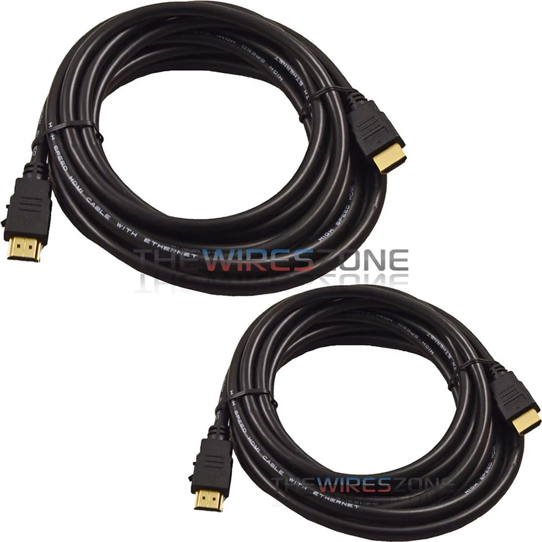 Two black HDMI cables with gold connectors, 1.8 m each