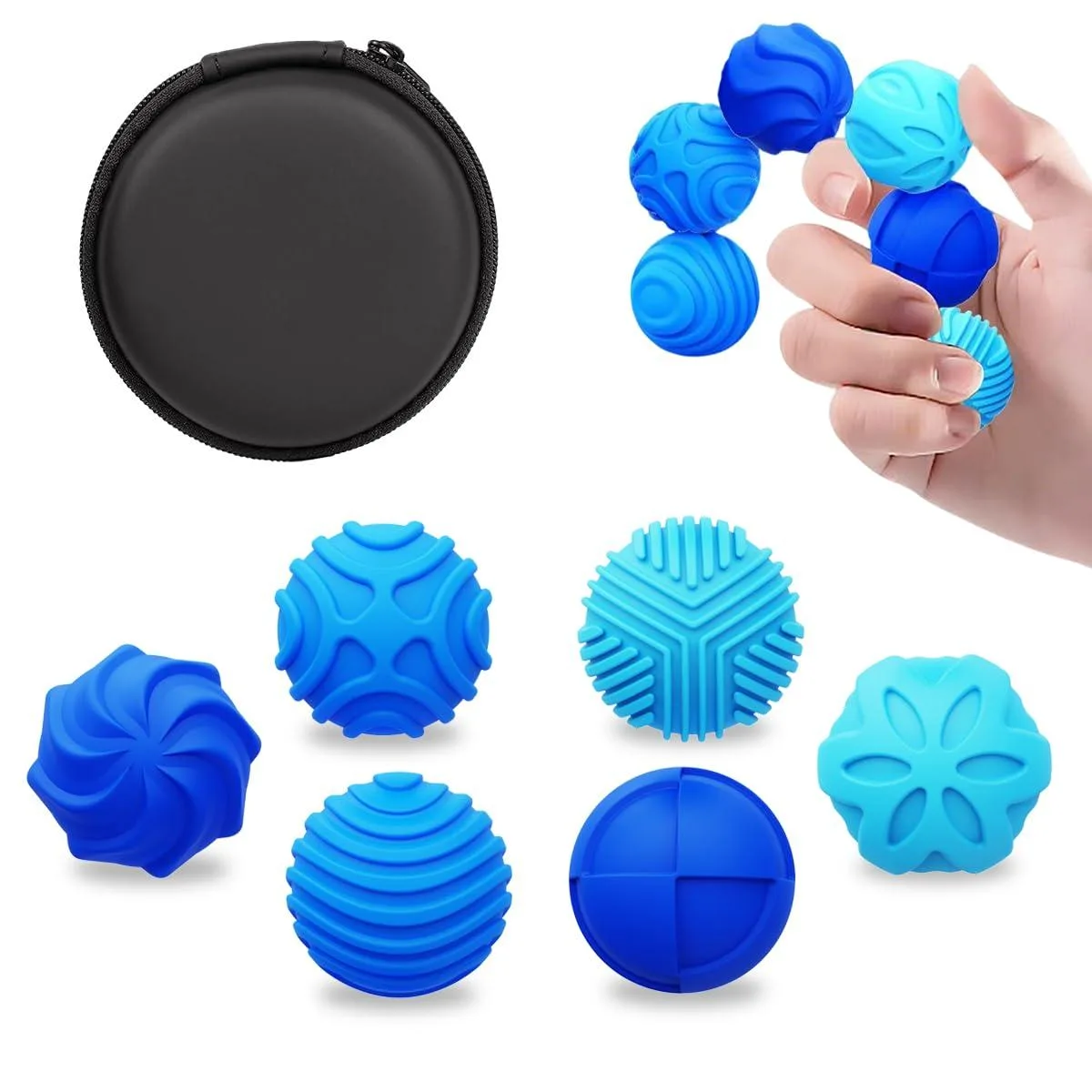  Magnetic Silicone Fidget Balls 6 pcs Blue — product photo
