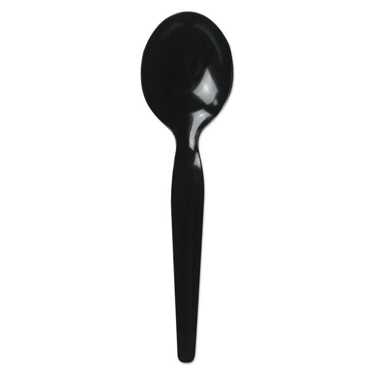 Boardwalk Boardwalk BWKSOUPHWPSBLA Heavyweight Polystyrene Soup Spoon, Black, 1000/Carton — product photo