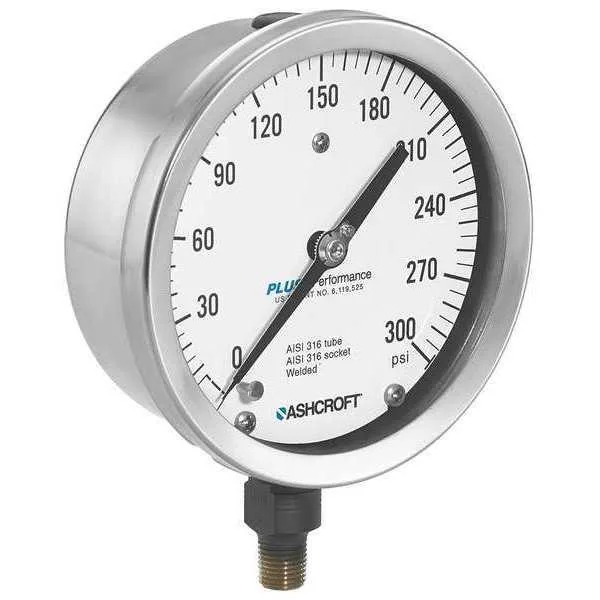 Ashcroft Ashcroft 1009S Compound Gauge -30 to 0 to 15 in Hg/psi 1/4 MNPT Stainless — product photo