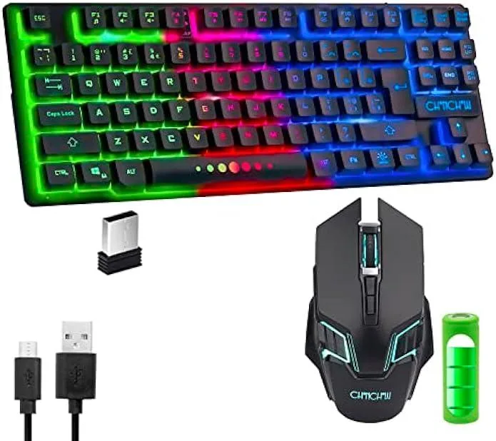 TAURKENAM TAURKENAM Wireless TKL Gaming Keyboard & Mouse Combo 87 Keys 6 Button 2.4GHz Rechargeable 2000mAh 500mAh — product photo