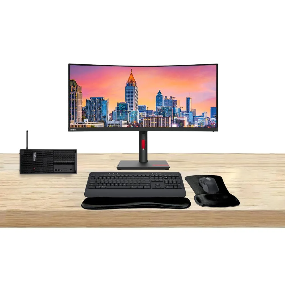 Lenovo Lenovo ThinkStation P3 Tower i7-14700 32GB 1TB SSD UHD 770 + ThinkVision T34w 34 UWQHD + MK650 + Gel Pad — product photo