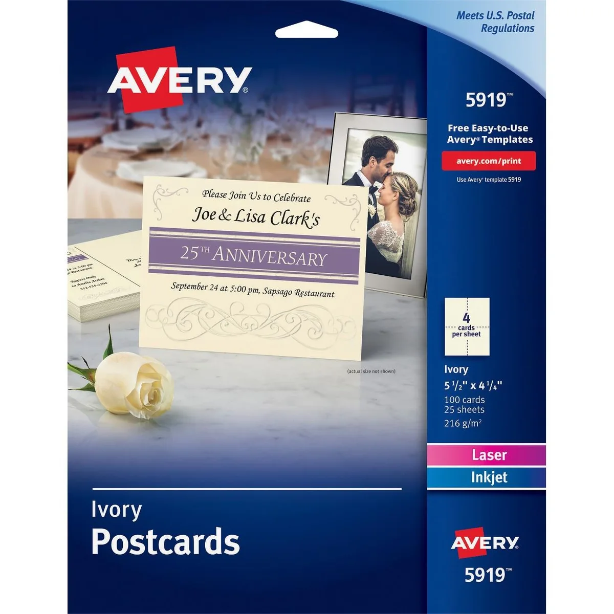 Avery Dennison Avery Dennison 5919 Ivory Matte Postcards 100 Box — product photo