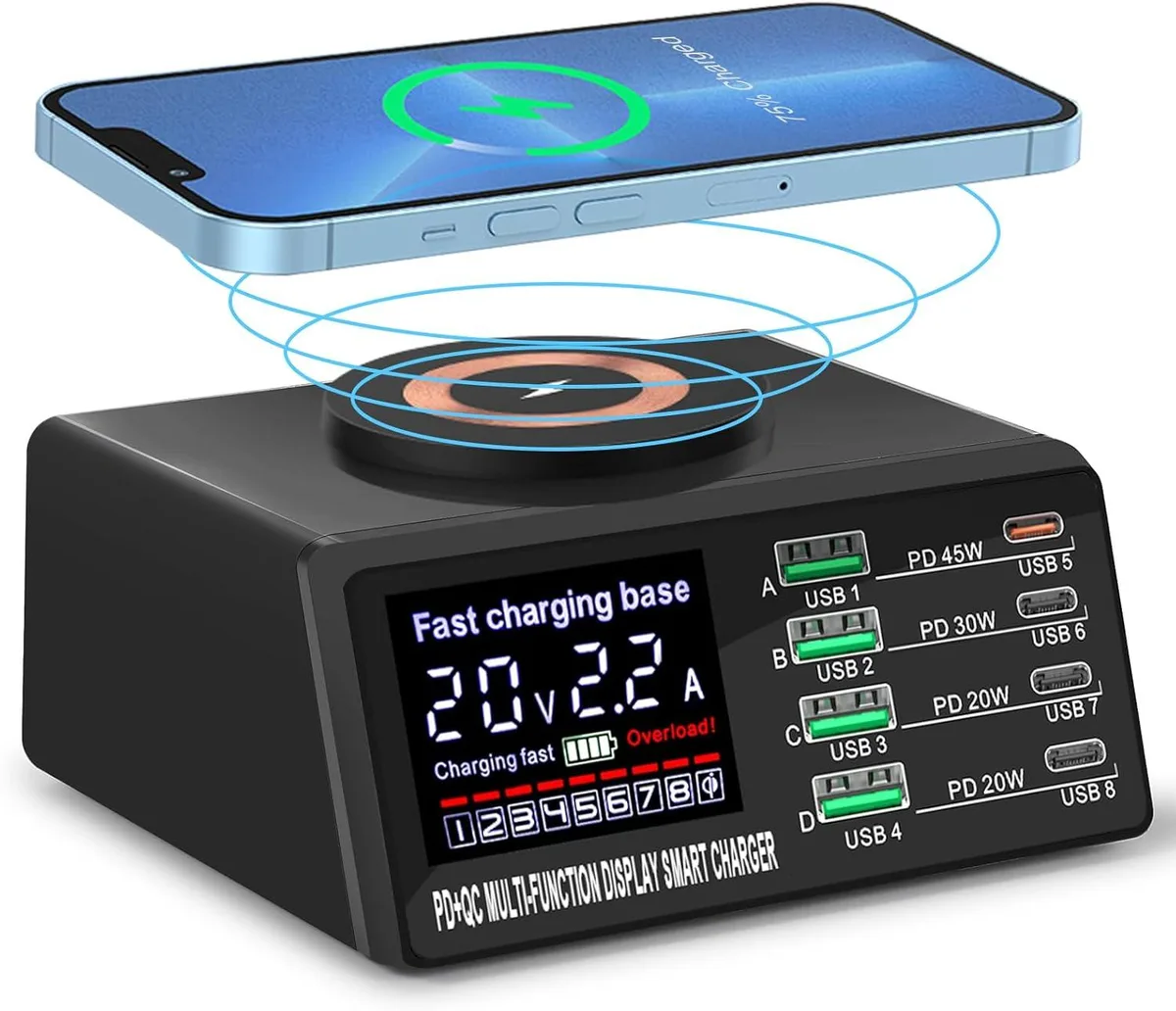 BONAEVER BONAEVER 110W 8-Port USB Charging Station Black — product photo