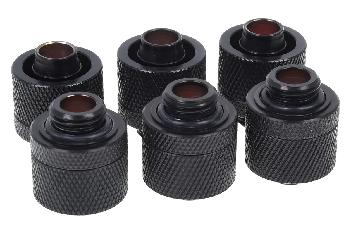 Alphacool Alphacool HF G1/4 16/10mm Compression Fitting Deep Black Six Pack — product photo