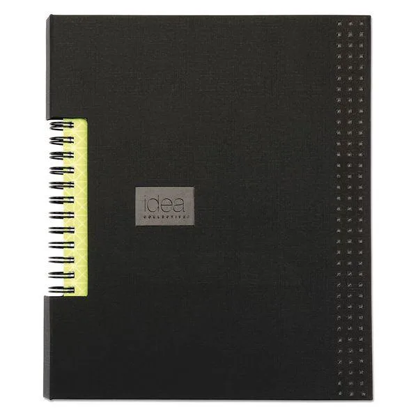 Black wirebound hardcover notebook with twin-wire binding and index corners