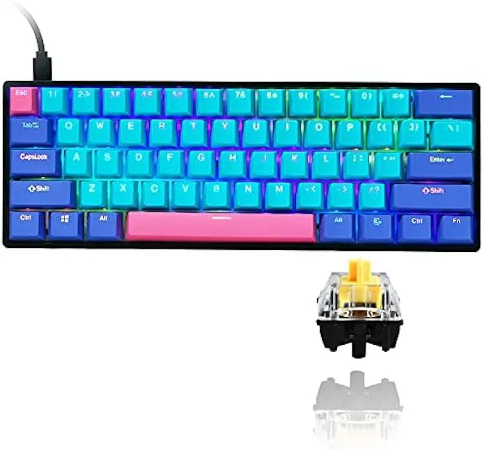 TAURKENAM TAURKENAM GK61 60% Mechanical Gaming Keyboard Gateron Optical Yellow Joker — product photo