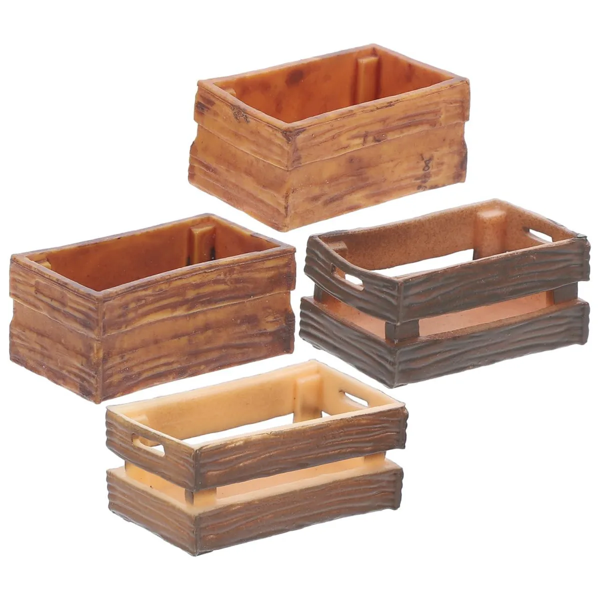 Miniature Dollhouse Crates 4 Pcs Mini Wooden Crate Dollhouse Storage Bins — product photo