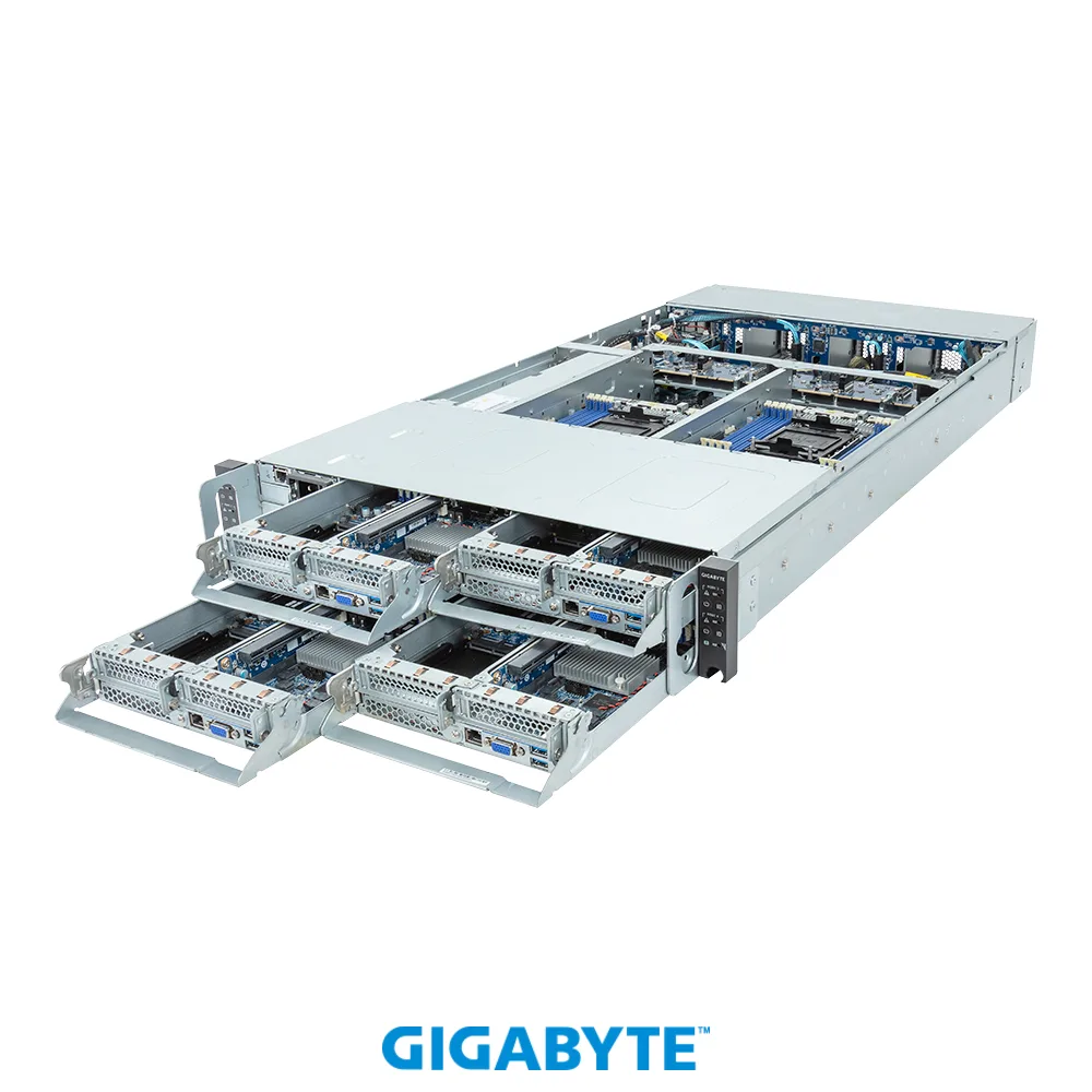 GIGABYTE GIGABYTE H263-S64-IAW1 2U 4-node barebone server 16 DIMMs 8×2.5" NVMe/SATA/SAS — product photo