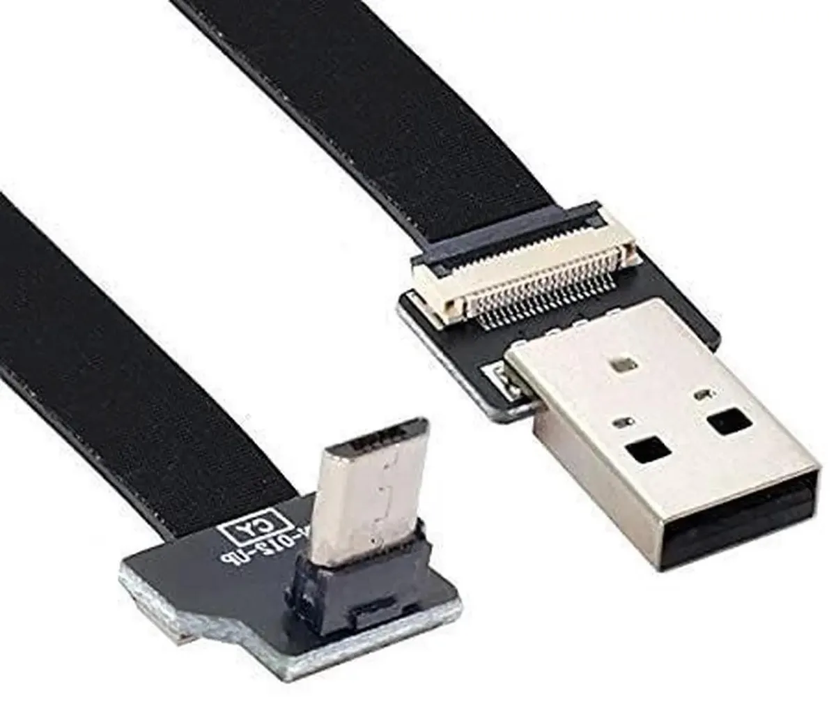 SMUGDESK SMUGDESK 50CM UpAngled Flat Slim FPC USB 2.0 Type-A to Micro USB 5-Pin Cable — product photo