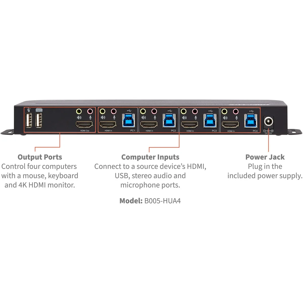 Tripp Lite Tripp Lite B005-HUA4 4-Port HDMI/USB KVM Switch 4K 60 Hz — product photo