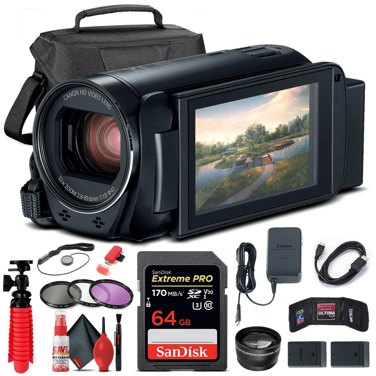 Canon Canon VIXIA HF R800 professional camcorder bundle, 64GB card — product photo