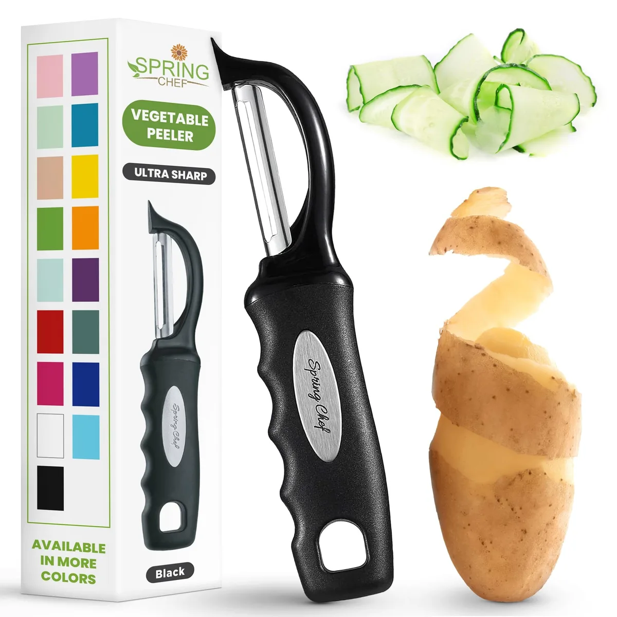  Spring Chef Swivel Vegetable Peeler, Black — product photo