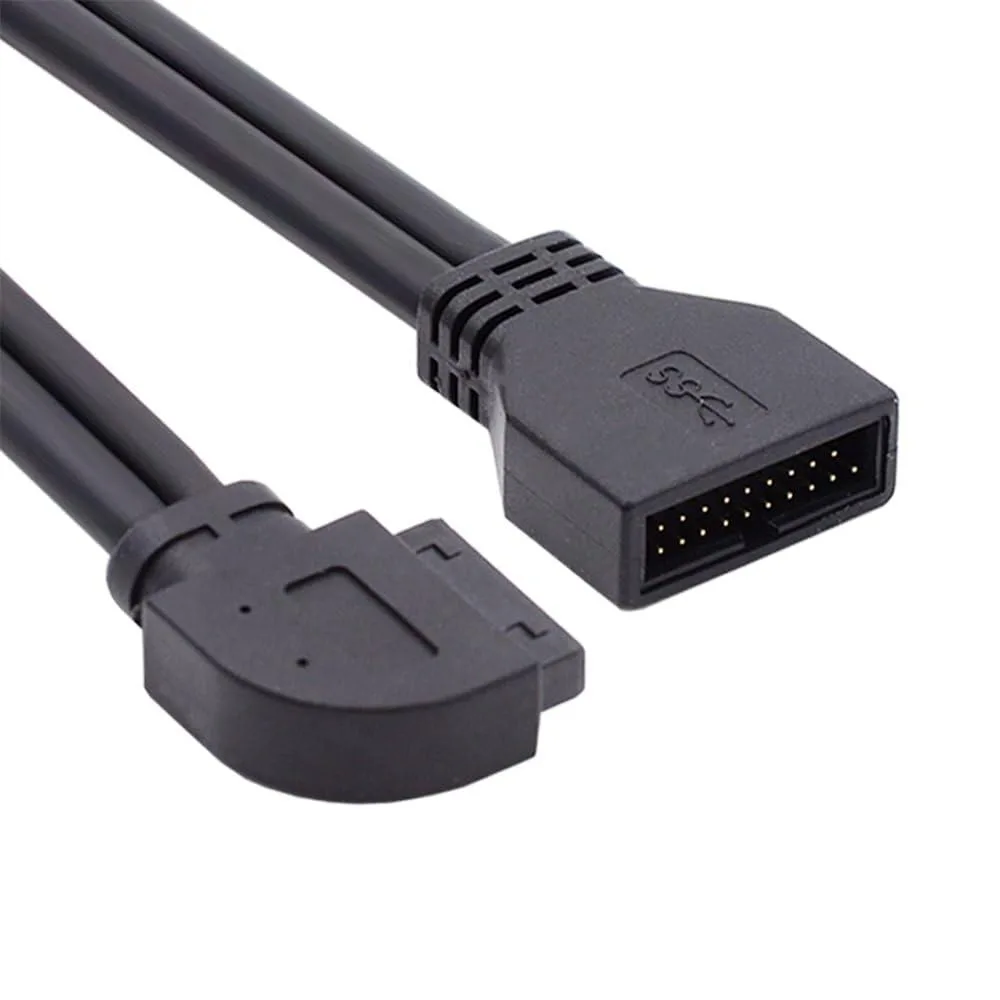Fervit Fervit USB 3.0 20Pin 19Pin Left Angled Male to Female Extension Cable for Mainboard — product photo
