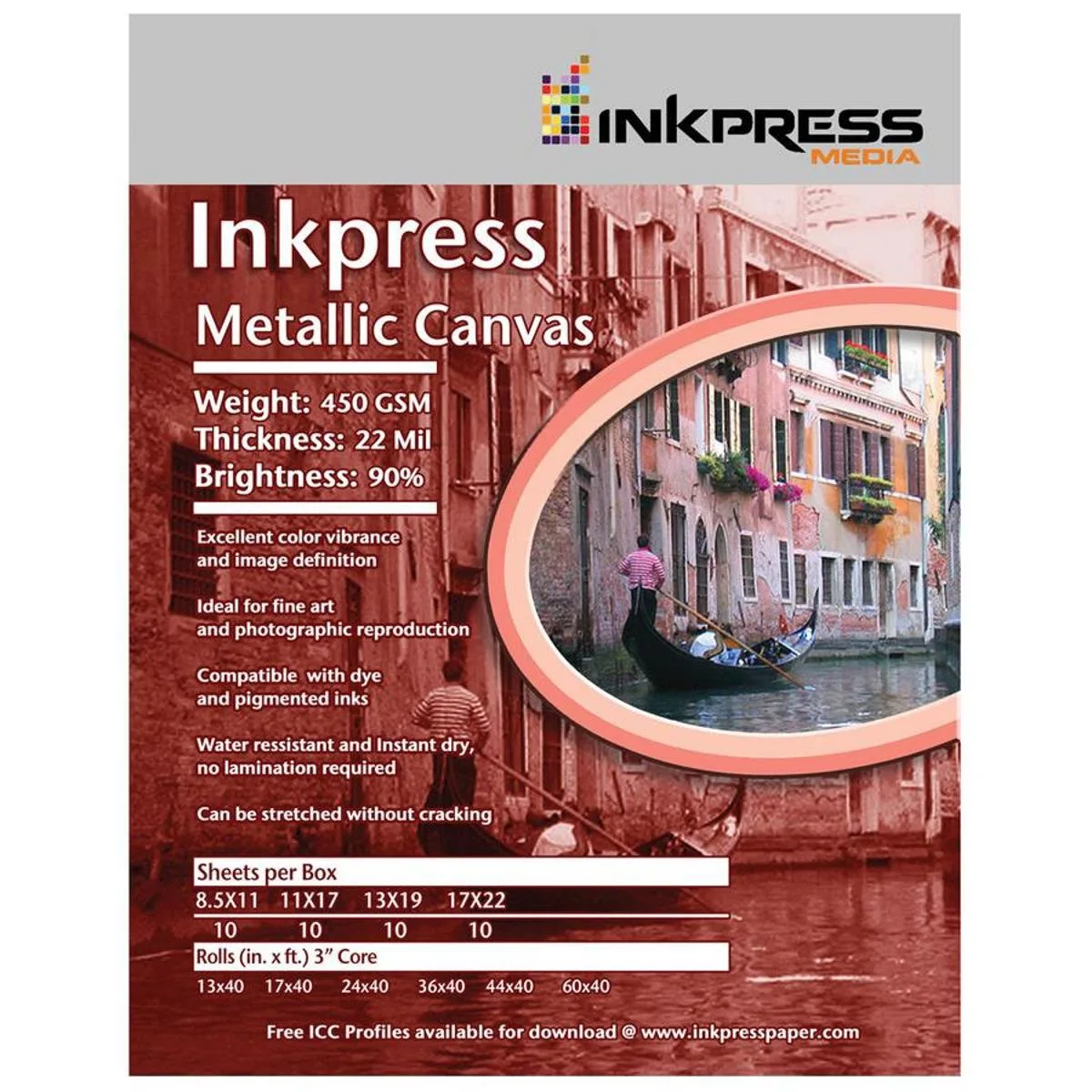 Inkpress Inkpress Metallic Canvas Paper 450 gsm 22 mil 8.5x11" 10 Sheets — product photo