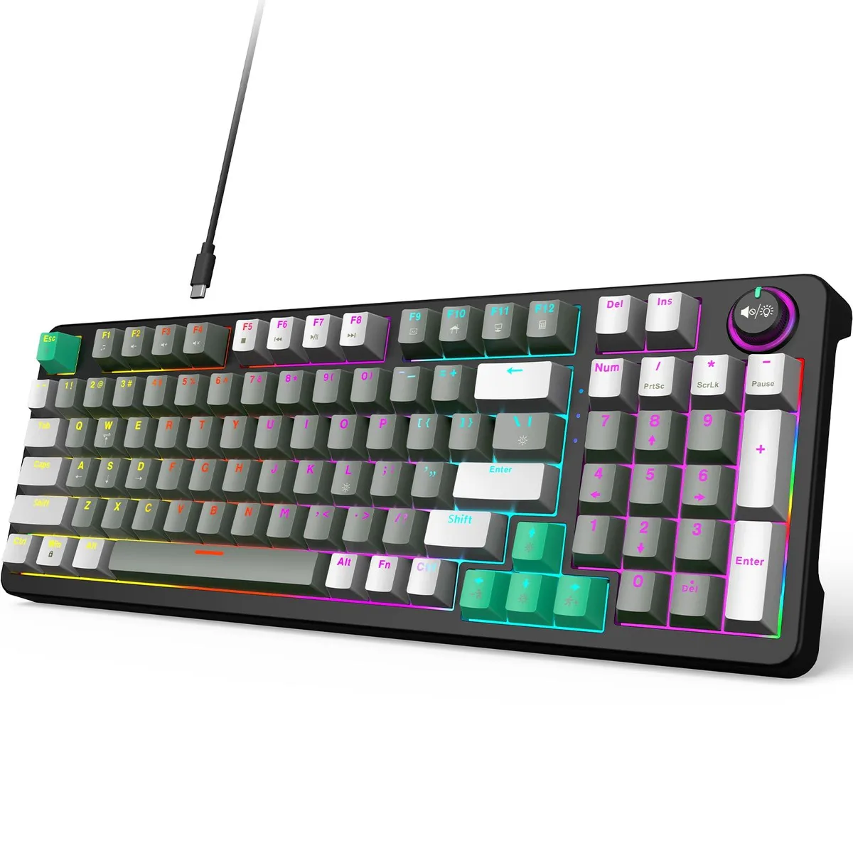 GE AK96 Mechanical Gaming Keyboard Blue Switch 96-Key Grey Black — product photo