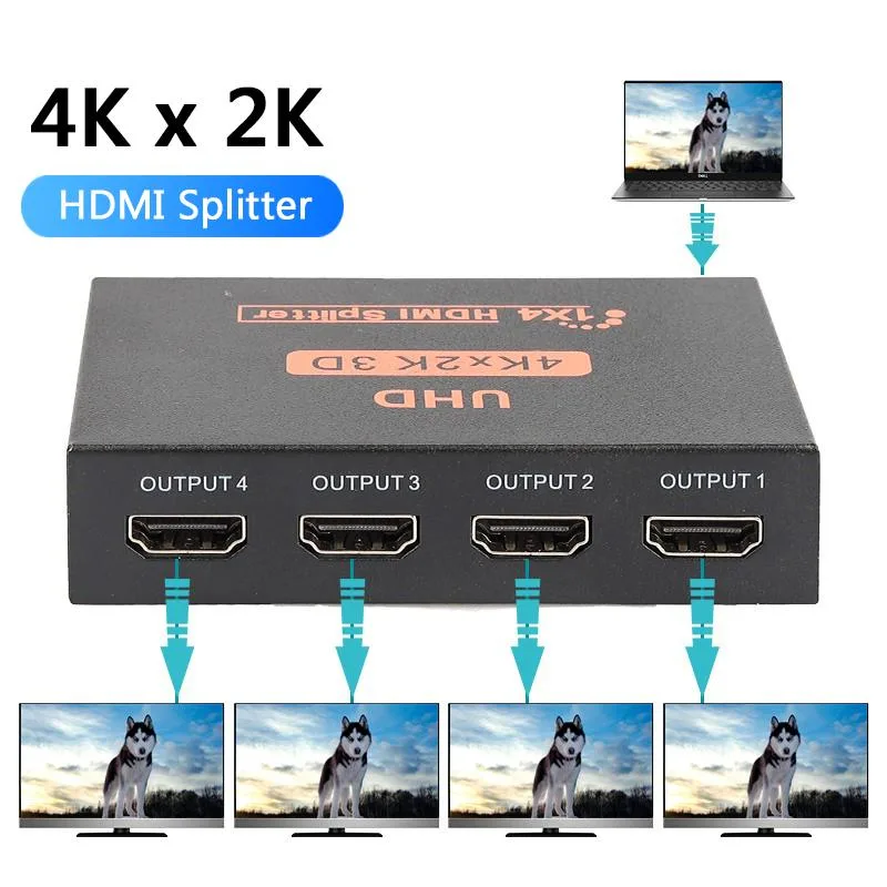ESTONE ESTONE HDMI698352 1×4 HDMI Splitter 4K@30Hz Black — product photo